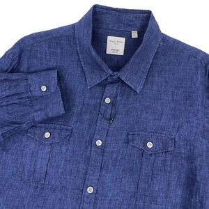 Baird McNut Linen X Murano Slim Fit Blue Button Down Dress Shirt XL